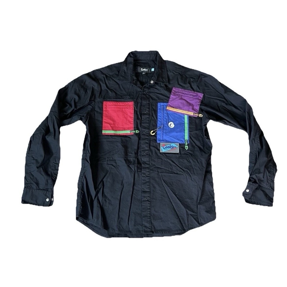 Cookies Colorblock Button Up Shirt Men’s Large Black Long Sleeve Streetwear